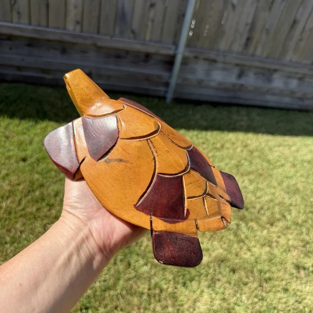 Carved Ironwood Sea Turtle Dark Wood Handmade Figurine Beach Decor